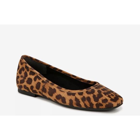 Vionic Orinda Ballet Flats Dark Brown Leopard Print Size 6 Narrow NIB Square Toe - Picture 1 of 13